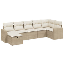 7-Delige Loungeset Met Kussens Poly Rattan Beige
