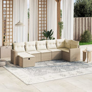 Loungeset 7-delig poly rattan beige