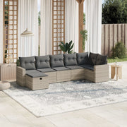 Loungeset 7-delig poly rattan lichtgrijs