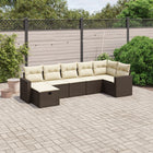 7-delige Loungeset met kussens poly rattan bruin