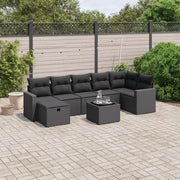 Loungeset 8-delig poly rattan zwart