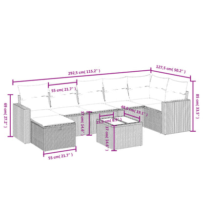 8-Delige Loungeset Met Kussens Poly Rattan Beige