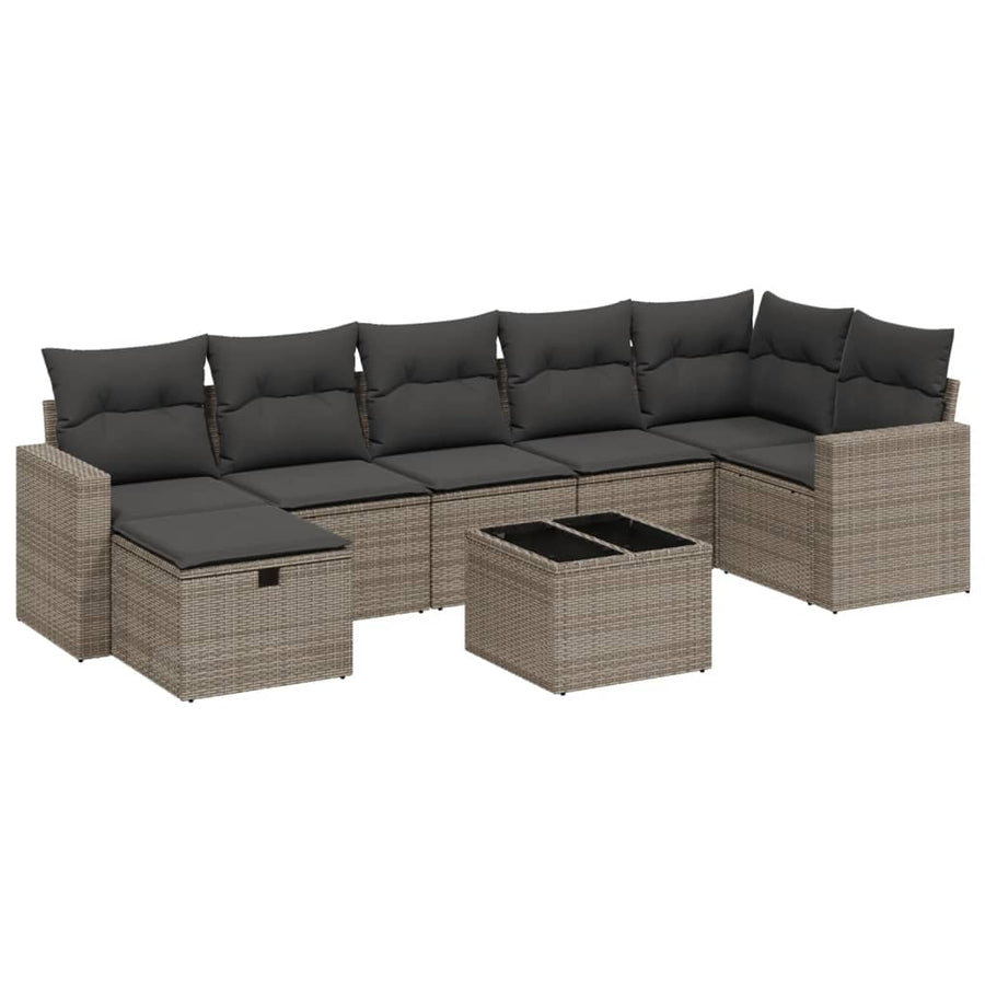 8-Delige Loungeset Met Kussens Poly Rattan Grijs