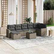 Loungeset poly rattan 8-delig grijs