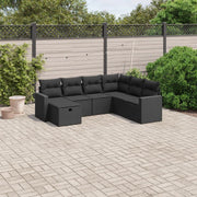 Loungeset 7-delig poly rattan zwart