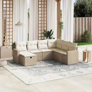 Loungeset 7-delig poly rattan beige