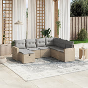Loungeset 7-delig poly rattan gemengd beige