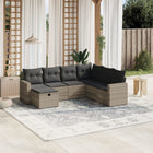 7-piece Lounge Set with cushions poly rattan light grey