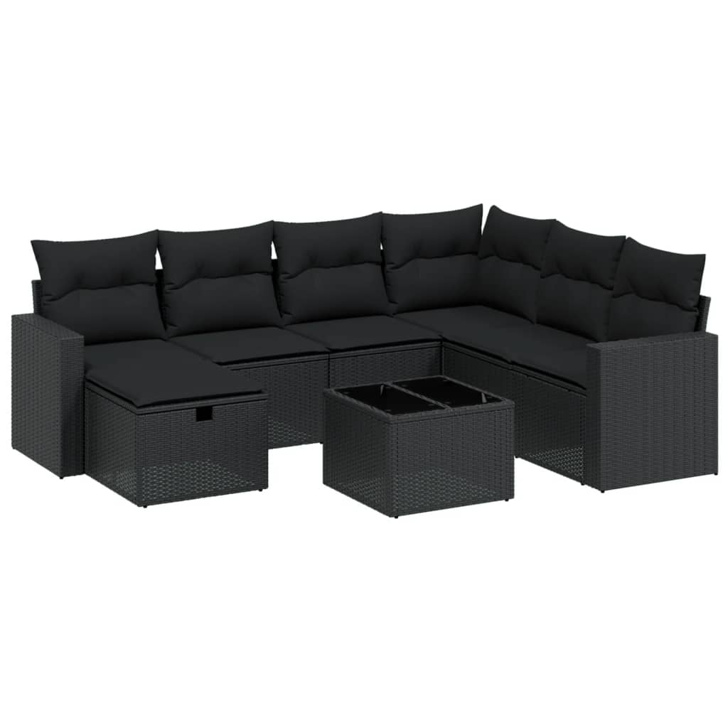 8-Delige Loungeset Met Kussens Poly Rattan Zwart