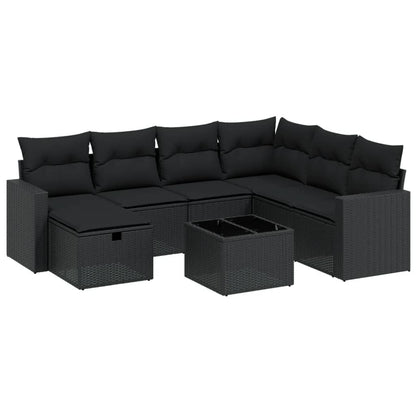 8-Delige Loungeset Met Kussens Poly Rattan Zwart