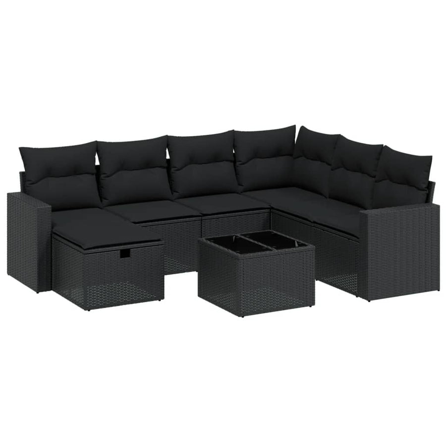 8-Delige Loungeset Met Kussens Poly Rattan Zwart