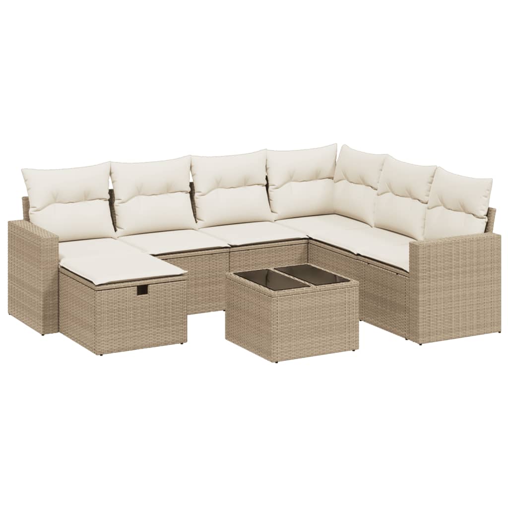 8-Delige Loungeset Met Kussens Poly Rattan Beige