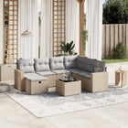 8-Delige Loungeset Met Kussens Poly Rattan Gemengd Beige