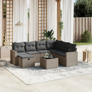 Loungeset 8-delig poly rattan grijs