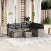Loungeset 8-delig poly rattan lichtgrijs