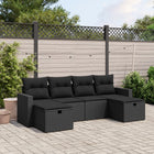 Loungeset 6-delig poly rattan zwart