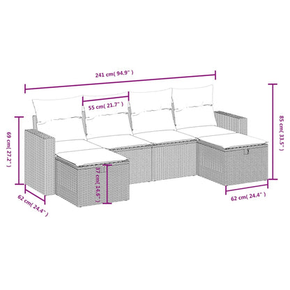 6-Delige Loungeset Met Kussens Poly Rattan Zwart