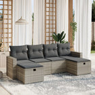Loungeset 6-delig poly rattan lichtgrijs