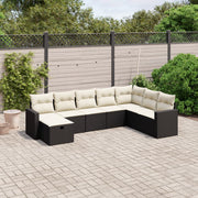 Loungeset poly rattan zwart 8-delig