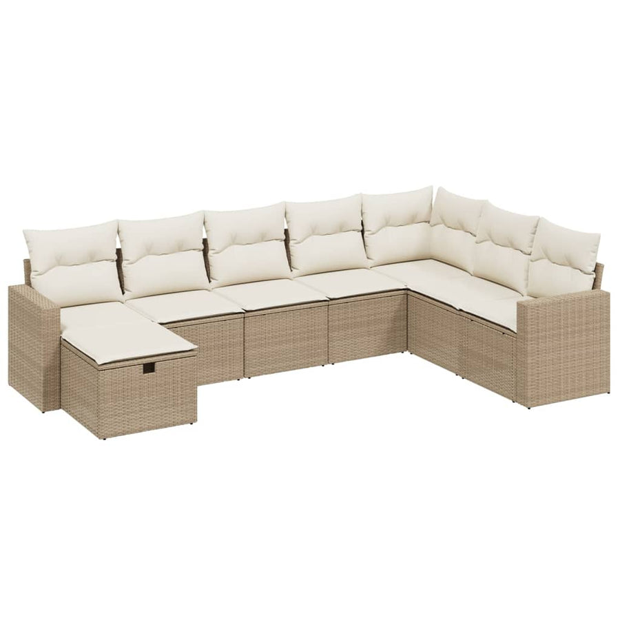 8-Delige Loungeset Met Kussens Poly Rattan Beige