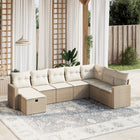 8-Delige Loungeset Met Kussens Poly Rattan Beige