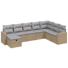 8-Delige Loungeset Met Kussens Poly Rattan Gemengd Beige