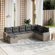 Loungeset 8-delig poly rattan lichtgrijs