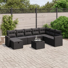 9-piece Lounge Set with cushions poly rattan black