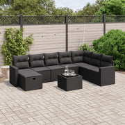 Loungeset 9-delig poly rattan zwart