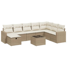 9-Delige Loungeset Met Kussens Poly Rattan Beige