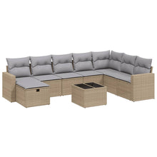 9-Delige Loungeset Met Kussens Poly Rattan Gemengd Beige