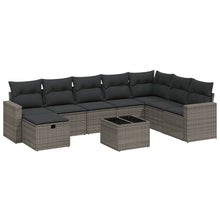 9-Delige Loungeset Met Kussens Poly Rattan Grijs