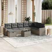 Loungeset 9-delig poly rattan lichtgrijs