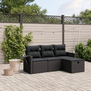 Loungeset 4-delig poly rattan zwart