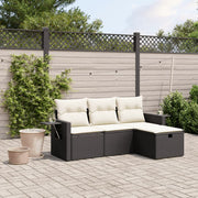 Loungeset 4-delig poly rattan zwart