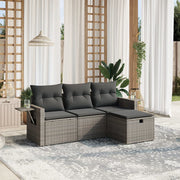 Loungeset 4-delig poly rattan grijs