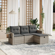 Loungeset 4-delig poly rattan lichtgrijs