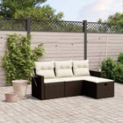 4-delige Loungeset met kussens poly rattan bruin