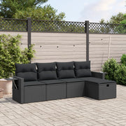 Loungeset 5-delig poly rattan zwart