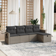 Loungeset 5-delig poly rattan grijs