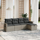 Loungeset 5-delig poly rattan lichtgrijs