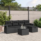 6-piece Lounge Set with cushions poly rattan black