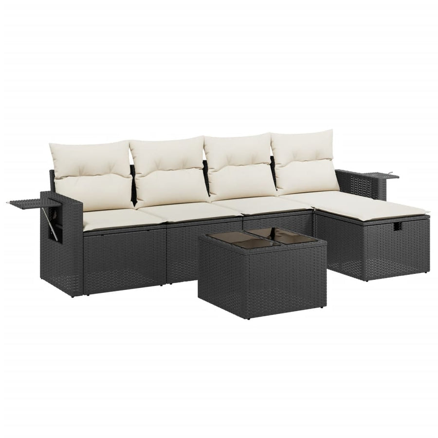 6-Delige Loungeset Met Kussens Poly Rattan Zwart