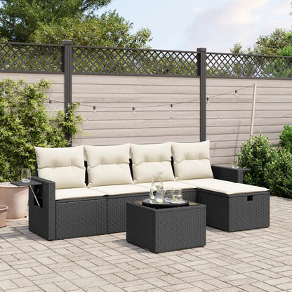 6-Delige Loungeset Met Kussens Poly Rattan Zwart
