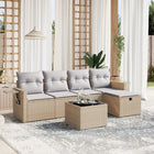 Loungeset 6-delig poly rattan gemengd beige
