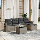 6-piece Lounge Set with cushions poly rattan light grey