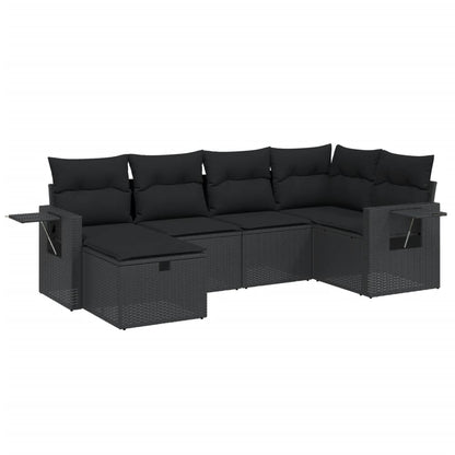 6-Delige Loungeset Met Kussens Poly Rattan Zwart