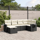 Loungeset 6-delig poly rattan zwart