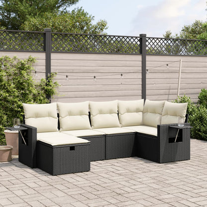 6-Delige Loungeset Met Kussens Poly Rattan Zwart