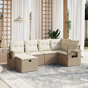 Loungeset poly rattan 6-delig beige